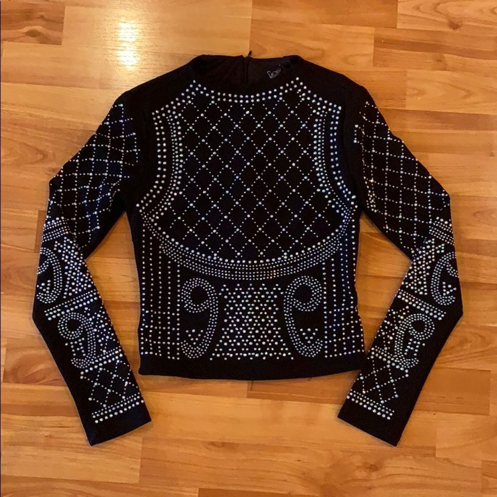 Black Long Sleeve Sequin Top
